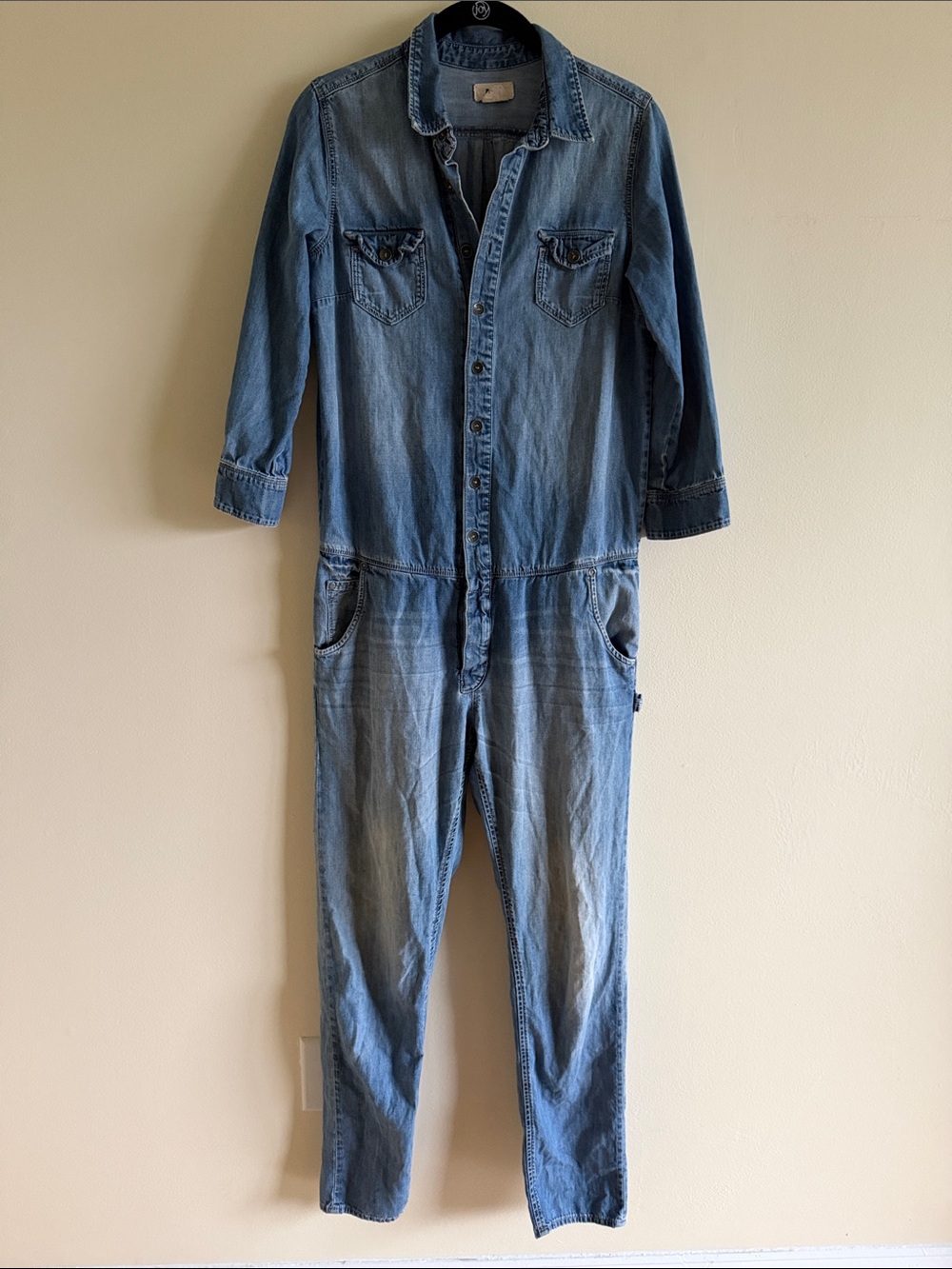 Light Blue Denim Jumpsuit - Casual One-Piece